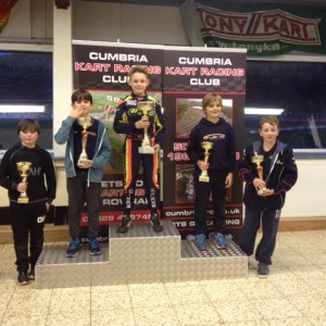 Dexter on the top spot of the podium at Rowrah